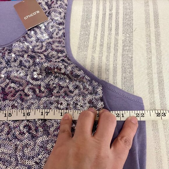 By Chicos Shimmering Lavender Sequin Tank Top in Lavander Size 3 / US XL - Picture 7 of 9